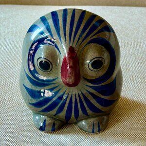 Tonala Folk Art Pottery Owl  Figurine Mexican